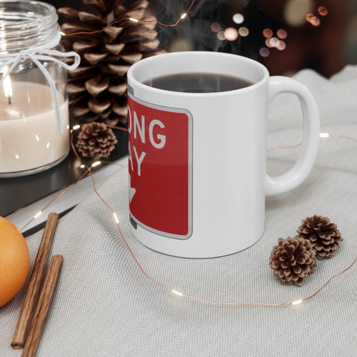 Wrong Way This Way deadpan AI-fail design on a Sort Of Ish 11oz ceramic mug, additional product photo 2