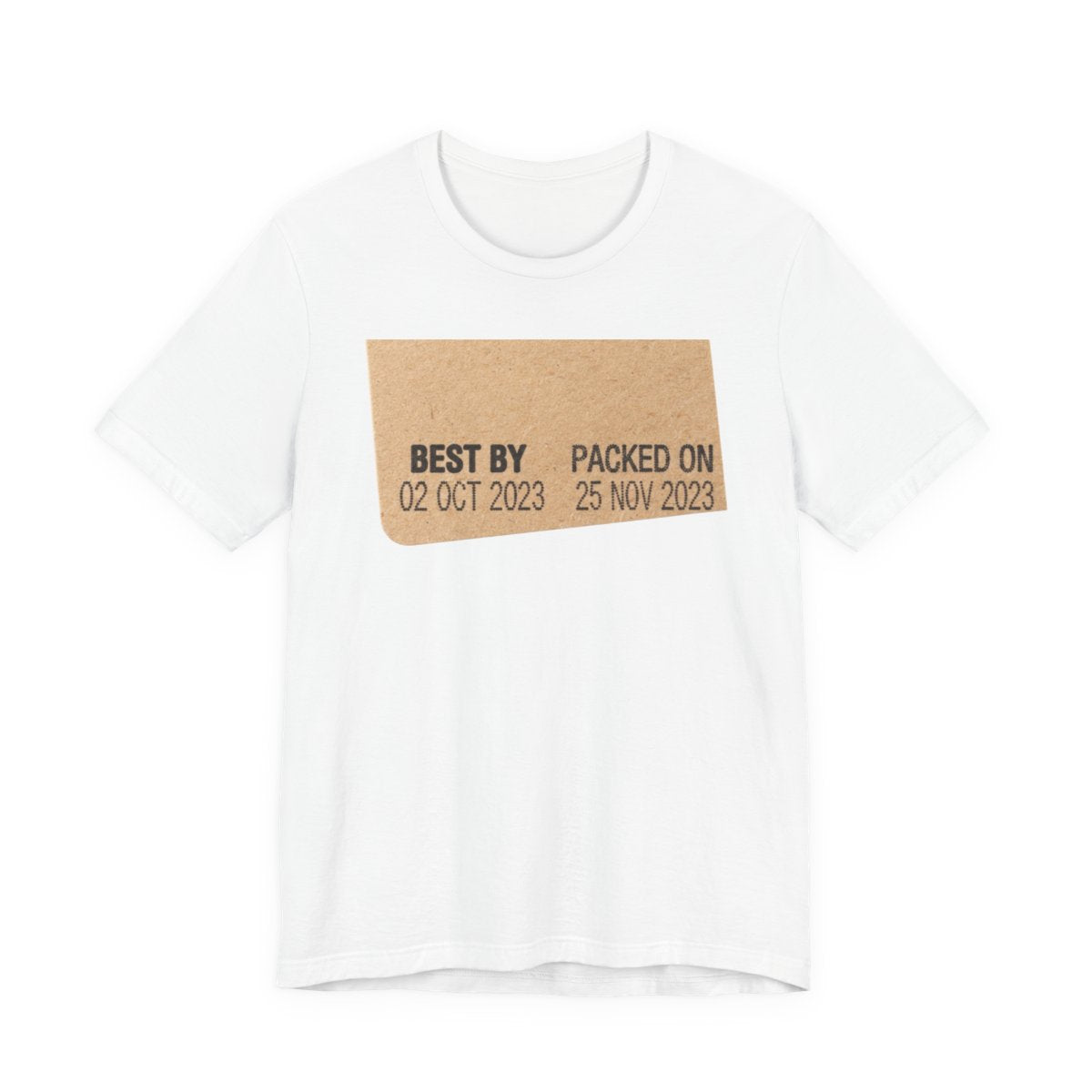 Best By Yesterday design on a Sort Of Ish unisex tee, white, front view